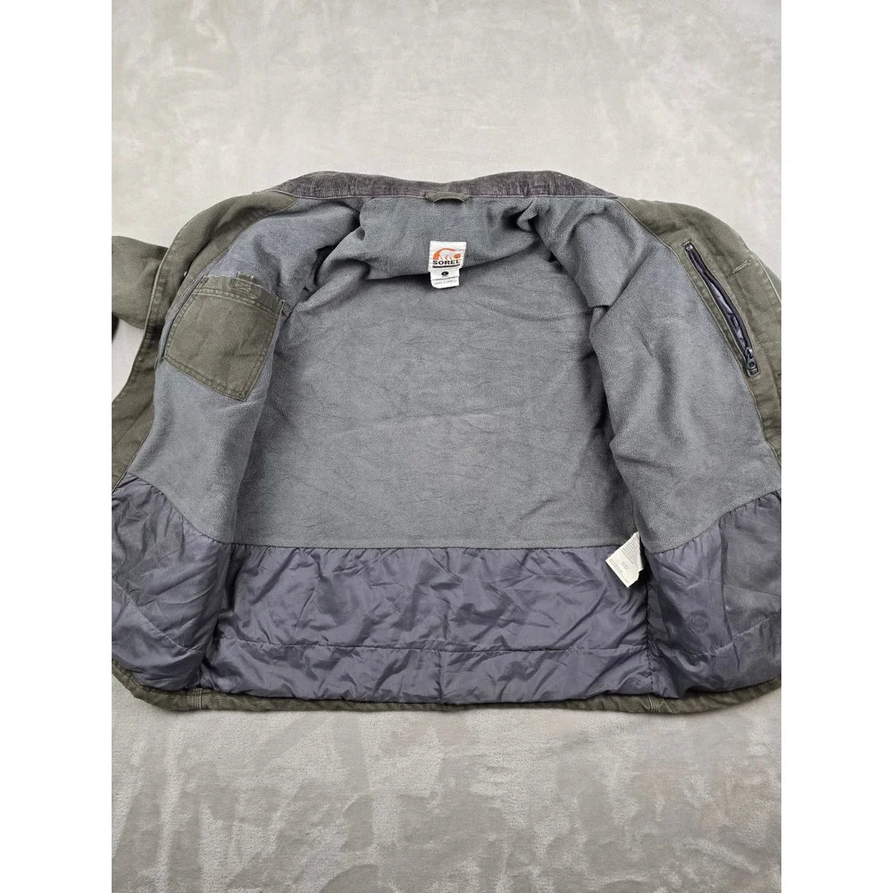 Vintage Sorel Canvas Work‎ Jacket Mens L Corduroy Collar Fleece Lined Distressed